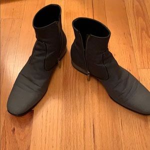 Louis Vuitton, gray denim boots, size 10